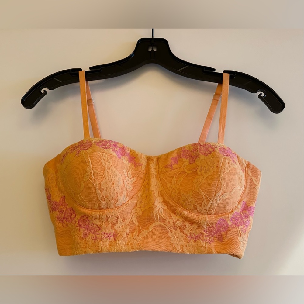 Corset Crop Top - Orange & Pink - Small